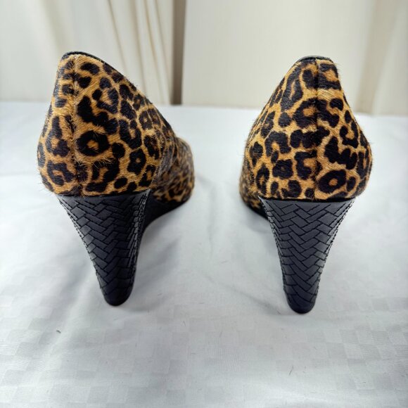 New Cole Haan Calf Hair Leopard Print Marit Wedges - Picture 7 of 10